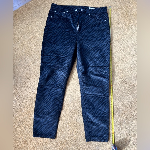 Rag & Bone 32 denim pants, black velvet animal 🦓 print soft texture - Picture 6 of 7